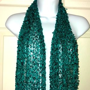 Delicate yarn teal scarf